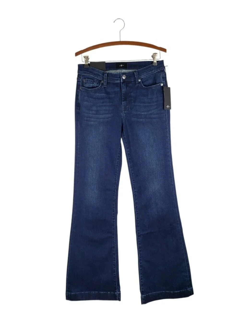 7 For All Mankind Dojo Blue Black Santiago Jeans NWT Dark Wash 7FAM Womens 29